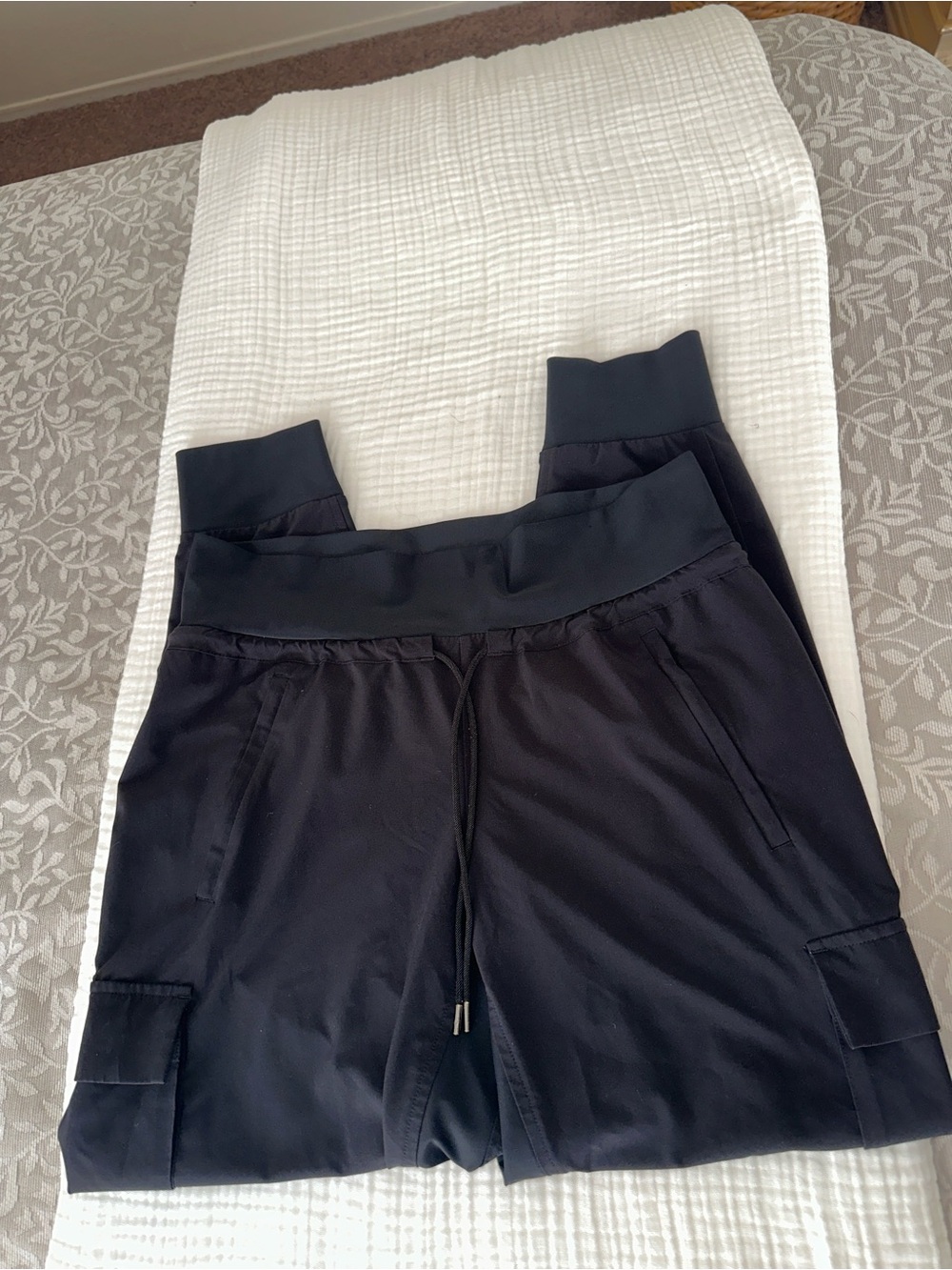 Black Drawstring Cargo Jogger Pants